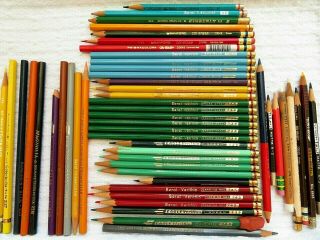 Vintage Colored & Drawing 50 Pencils Berol Eagle Verithin Prismacolor Dixon Pre