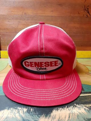 Vintage K Brand Genesee Beer Hat Trucker Snapback Mesh W/patch Usa Red/white