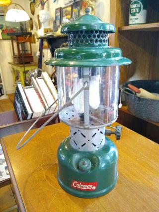 Vintage Coleman 220e Lantern 1961 Camping Lamp Pyrex Glass