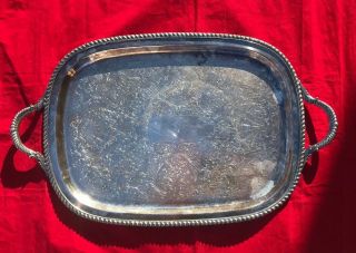 Vtg Art S Co Silver Plate/copper Large Serving Tray Rectangle Butler 23.  5 " X 14 "