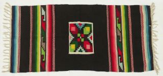 Antique Vintage Mexican Zapotec Wool Rug Hand Woven Folk Art Oaxaca Mexico
