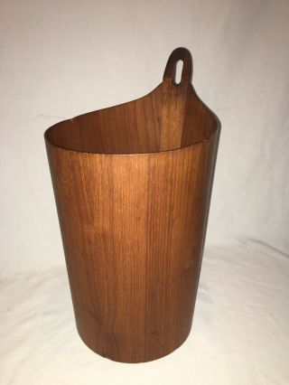 Mid Century Modern Norway Danish P.  S.  Heggen Wood Wastepaper Basket