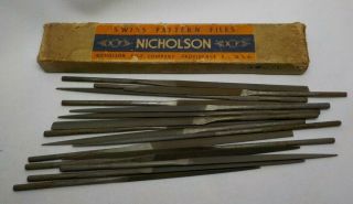 Vintage Nicholson Swiss Pattern Files Watchmakers Jeweler Tools 17 Files W Box