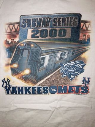 Yankees Vs Mets 2000 World Series T - Shirt Adult 2xl White Vintage York Mlb