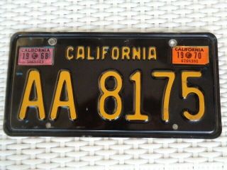 Vintage 1963 - 1970 California Trailer License Plate Black Type