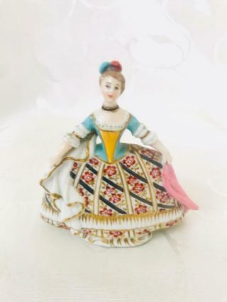 Antique German Porcelain Figural Lady Perfume Scent Bottle Circa 1900