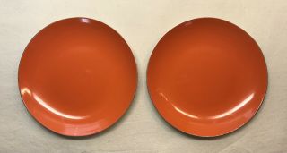2 Vintage Mcm Mid Century Leif Wessmann Knoll Enameled Chrome Dishes