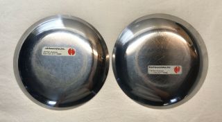 2 Vintage MCM Mid Century Leif Wessmann Knoll Enameled Chrome Dishes 2