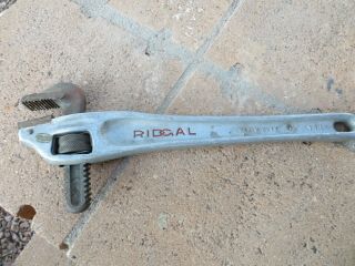 Vintage Ridgal 14 " Aluminum Off Set Adjustable Wrench 3 " Throat
