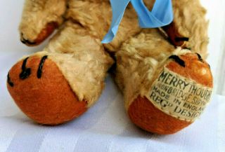 Antique vintage old Merrythought Cheeky early Reg.  Design teddy bear,  1957 - 59,  9 