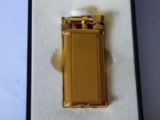 Dunhill Unique Lighter - Gold Plated Full Barley Design,  Boxed