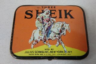 Vintage Metal Sheik Brand Condom Tin Metal Container
