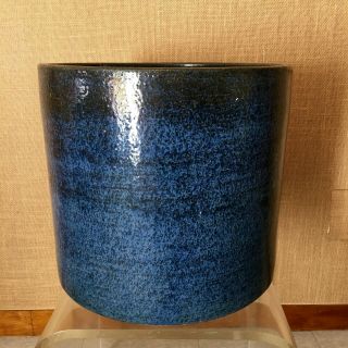 Vintage Gainey Mid Century Blue Black Planter Architectural Pottery Mod Ac - 14
