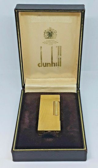 Vintage Dunhill Gold Plated Cigarette Lighter Boxed -