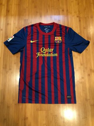 Authentic Nike Authentic Fcb Barcelona Qatar Foundation Soccer Jersey Mens Small
