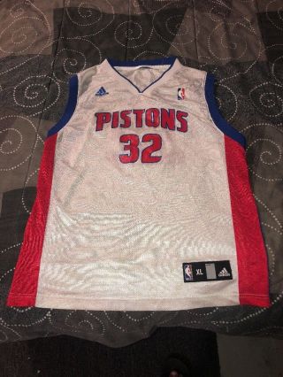 Nba Detroit Pistons Adidas Richard Hamilton Jersey Boys Youth Size Xl White Rip