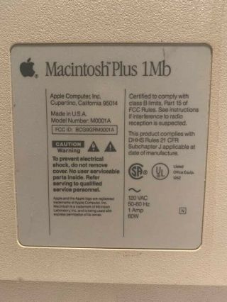 Vintage Apple Macintosh Plus Desktop Computer - M0001A 3