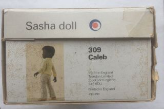 SASHA Vintage 70s Caleb 309 Black Boy Doll Yellow Sweater Box Tag African 16.  5 