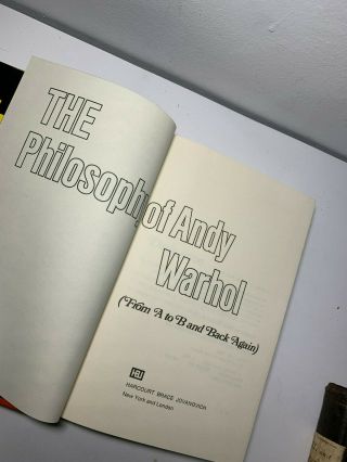 VTG THE PHILOSOPHY OF ANDY WARHOL FROM A TO B,  1st EDITION 1975 DJ 3