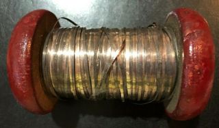Vintage Copper Wire Flat For Jewelry Crafts 53 Wood Spool Jar B2 1/4 Industrial