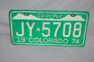 Vintage 1974 Colorado Co Auto License Plate Jy - 5708 Classic Garage