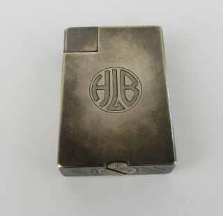 Vintage Art Deco Monogramm Hjb Sterling Silver Dunhill Swiss London Lighter