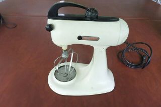 Vintage Kitchenaid Stand Mixer White Model 3 - B Glass Beehive Bowl Hobart Mfg Co