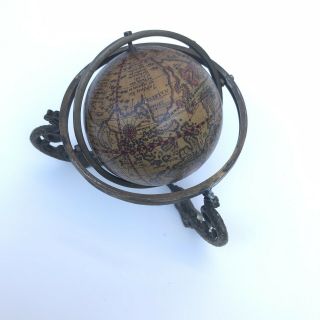 Vintage Old World Globe W/brass Stand Zodiac Table Top