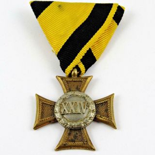 Antique 1869 - 1913 Austria 24 Years Austrian Long Service Cross Military Medal