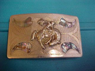 Vintage Alpaco Mexico Silver Jewels Bronc Rider Old Western Belt Buckle Ranch