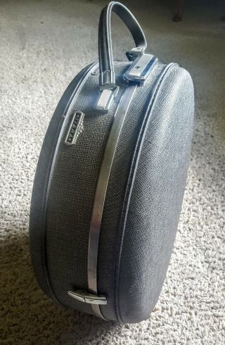 Vintage American Tourister Gray Tiara 17 " Round Hard Side Suitcase Train Euc