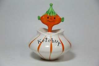 1958 Holt Howard Pixieware Ketchup Condiment Jar And Spoon