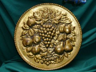 Vintage Lombard England Brass Fruit Wall Plaque Plate