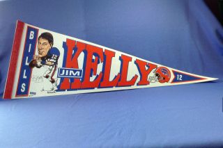 1991 Jim Kelly Buffalo Bills Pennant Full Size Usfl Hall Of Fame Nfl