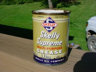 Vintage Skelly Supreme 1 Lb Grease Oil Tin Can