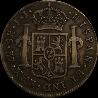 1793 Spanish Peru Lima Silver 8 Reales Carlos Real Colonial Antique Pirate