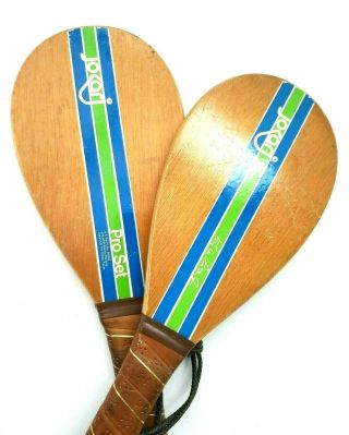 JOKARI Wood Pro Set Paddle Racquet Ball Game Kyle Rote Jr Vintage US Made Pair 2 2