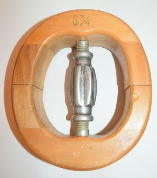 Vintage Wooden Millinery Hat Stretcher W Cast Iron Handle - 6 3/4 "
