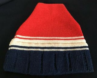 Vtg Wigwam 100 Wool Stocking Ski Cap Hat Beanie Red White Blue Usa