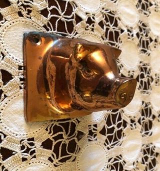 VINTAGE SOLID HEAVY COPPER PIG WALL HANGING,  DISH TOWEL HOLDER,  ETC. 2