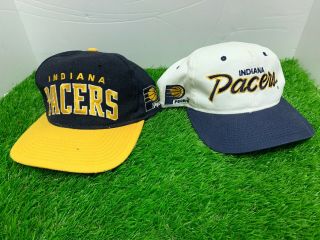 Two Vintage Indiana Pacers Snap Back Hats Starter And The Twill