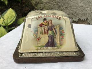 Antique Advertising " Las Amantes " Brunhoff Counter Top Cigar Cutter