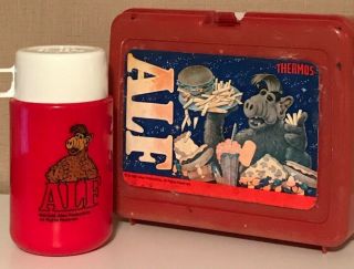 Vintage Alf Lunch Box 1987 Tv Show 80s W/ Thermos Complete Retro Red