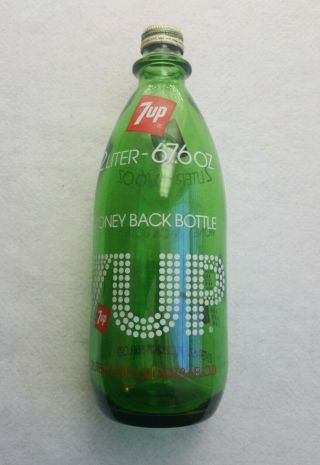 Awesome Vintage 7 Up 2 Liter Glass Bottle 67.  6 Fl Oz