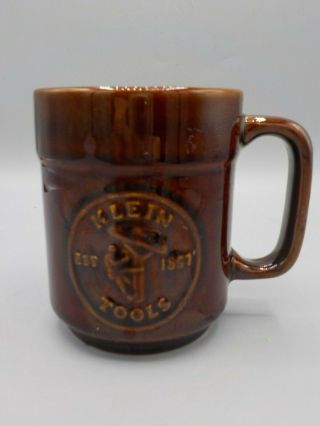 Vtg Klein Tools 125th Anniversary Coffee Mug Embossed Lineman Pfaltzgraff 1982