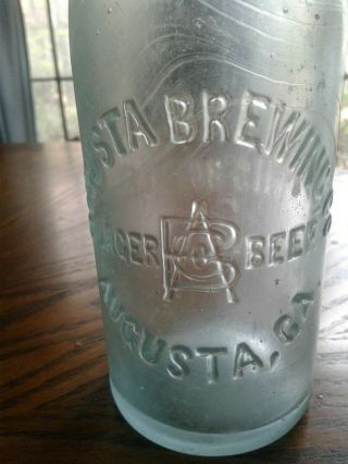 Antique Scarce Aqua Augusta Brewing Co Lager Beer Augusta,  Ga.  10 1/4 ",  1886,  Dug