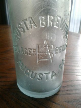Antique scarce aqua Augusta Brewing Co Lager Beer Augusta,  Ga.  10 1/4 