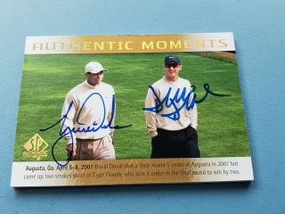 2013 Sp Authentic Tiger Woods/david Duval Dual Autograph Auto Sp Rare