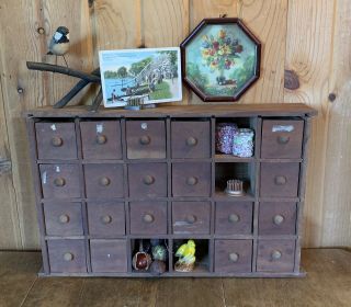 Vintage/antique Primitive 24 Drawer Wood Spice Cabinet Apothecary Cupboard