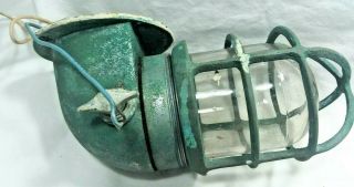 Salvaged Vintage R & S Co Nautical Marine Brass Caged Light Lamp On/off Switch